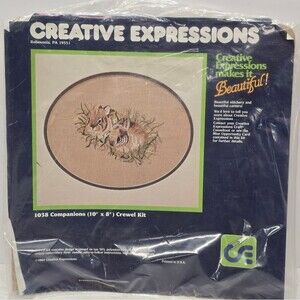 VTG 1984 Creative Expressions 10" x 8" Companions Crewel Kit New #1038 Bunnies